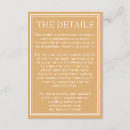 Tarjeta De Recepción Boda moderno Minimalista amarillo