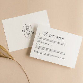 Tarjeta De Recepción Boda moderno Minimalista del Boho Blanco Negro