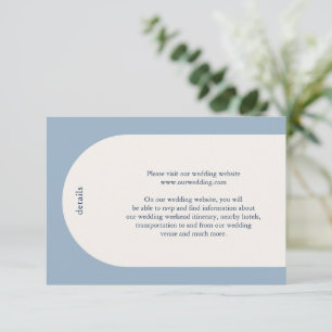 Tarjeta De Recepción Boda moderno monograma azul turbio simple