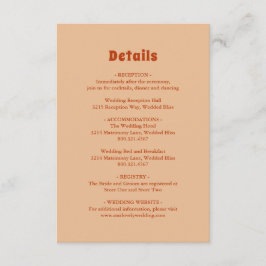 Tarjeta De Recepción Boda moderno Naranja quemado ruso