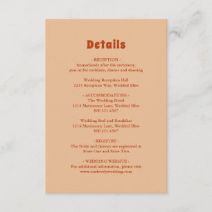 Tarjeta De Recepción Boda moderno Naranja quemado ruso