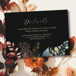 Tarjeta De Recepción Boda moderno oscuro de la floral de Moody