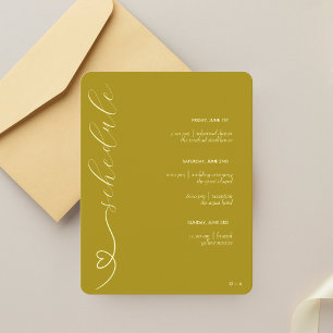Tarjeta De Recepción Boda moderno Programación y detalles amarillo