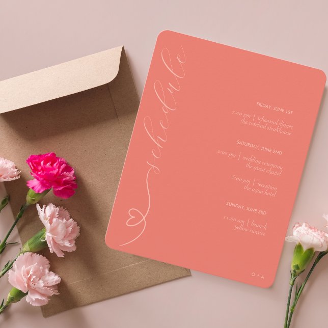 Tarjeta De Recepción Boda moderno | Programación y detalles | Coral osc (Subido por el creador)