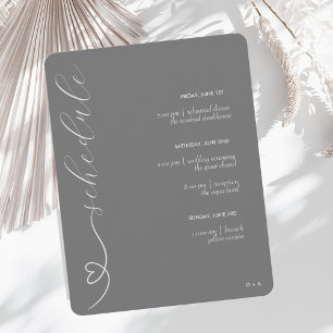 Tarjeta De Recepción Boda moderno Programación y detalles Plata osc