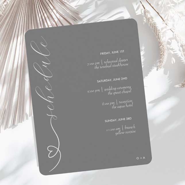 Tarjeta De Recepción Boda moderno | Programación y detalles | Plata osc (Subido por el creador)