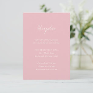 Tarjeta De Recepción Boda moderno rosado simple
