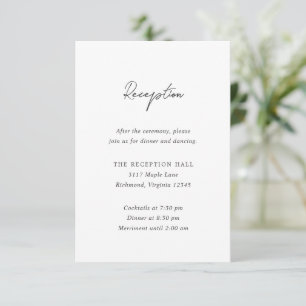 Tarjeta De Recepción Boda moderno simple en blanco y negro