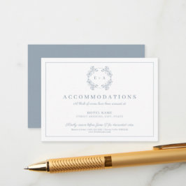 Tarjeta De Recepción Boda Monograma azul polvoriento formal