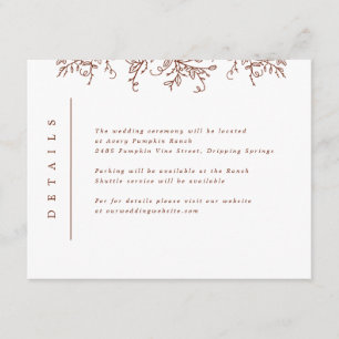 Tarjeta De Recepción Boda Monograma de calabaza Insertar