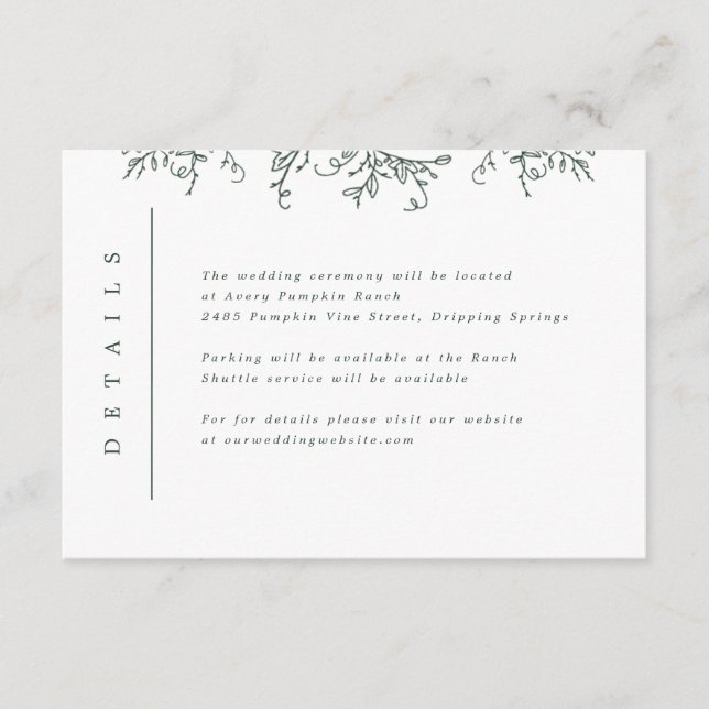 Tarjeta De Recepción Boda Monograma de calabaza Insertar (Anverso)