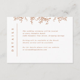 Tarjeta De Recepción Boda Monograma de calabaza Insertar