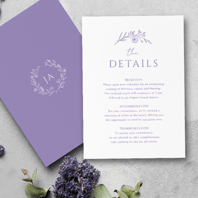 Tarjeta De Recepción Boda Monograma de Lavender (Subido por el creador)