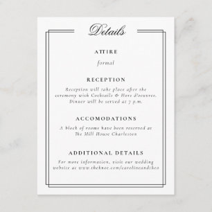 Tarjeta De Recepción Boda monograma de marco elegante