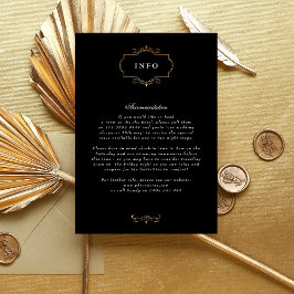 Tarjeta De Recepción boda monograma de oro blanco negro clásico románti