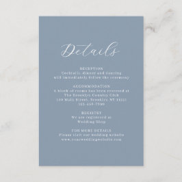Tarjeta De Recepción Boda Monograma del Escudo Floral Azul Dusto clásic