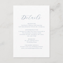 Tarjeta De Recepción Boda Monograma del Escudo Floral Azul Dusto clásic