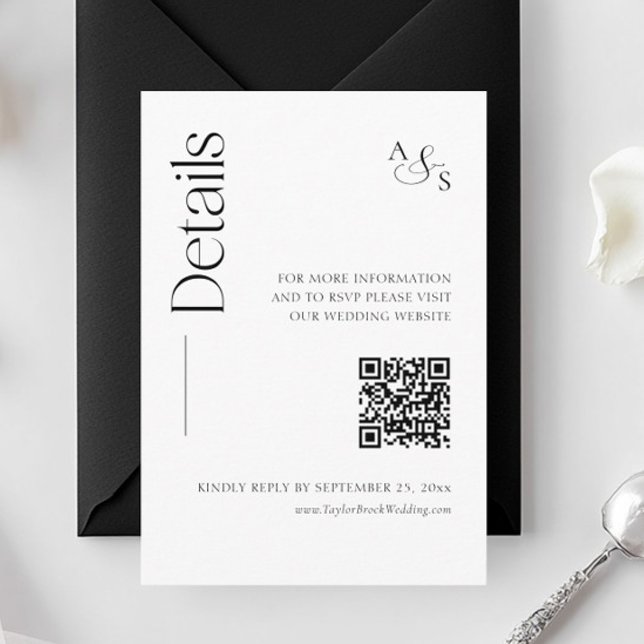 Tarjeta De Recepción Boda Monograma Detalles del sitio web Código Qr (Subido por el creador)