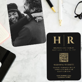 Tarjeta De Recepción Boda Monograma Novia Groom Foto Código QR RSVP