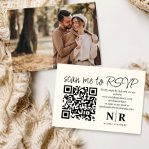 Boda Monograma QR Código RSVP con foto elegante