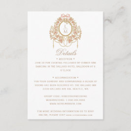 Tarjeta De Recepción Boda Monograma Rosa Rococó Francés