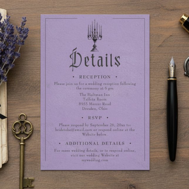 Tarjeta De Recepción Boda Morada Gótica Vintage (Subido por el creador)