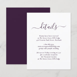 Tarjeta De Recepción Boda Morada Moderna