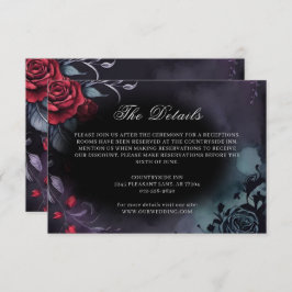 Tarjeta De Recepción Boda morado de la rosa roja gótica oscuro de Moody