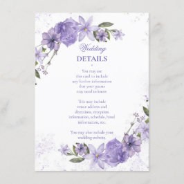 Tarjeta De Recepción Boda morado floral