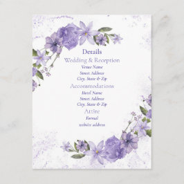 Tarjeta De Recepción Boda morado floral