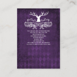 Tarjeta De Recepción Boda Morple Rustic Antler Deer Winter Woodland