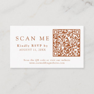 Tarjeta De Recepción Boda Naranja Quemada de código QR RSVP