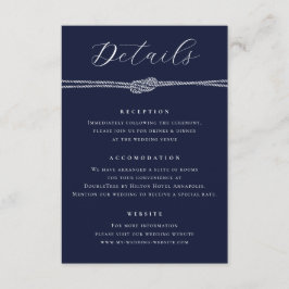 Tarjeta De Recepción Boda Nautical Rope Navy Blue Elegant Details