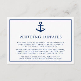 Tarjeta De Recepción Boda Náutico Ancla de Monograma Azul de la Marina