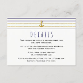 Tarjeta De Recepción Boda náutico de rayas de anclaje de la marina de o