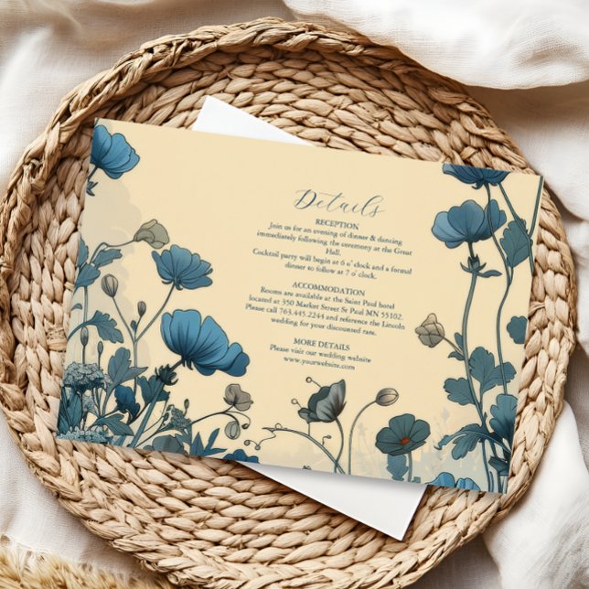 Tarjeta De Recepción Boda Navy Blue Art Nouveau (Subido por el creador)