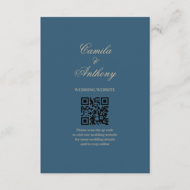 Tarjeta De Recepción Boda Navy Gold (Anverso)