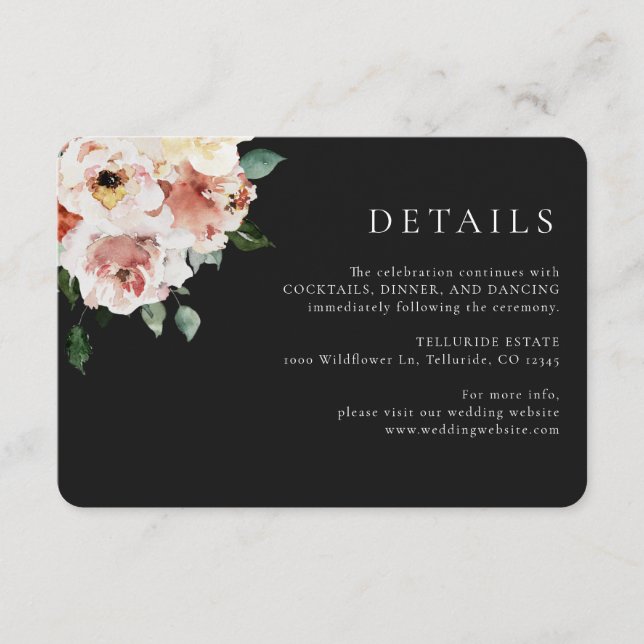 Tarjeta De Recepción Boda Negra (Anverso)
