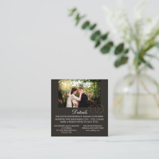 Tarjeta De Recepción Boda negra personalizable con foto moderna