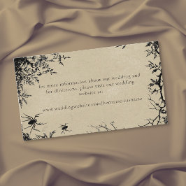 Tarjeta De Recepción Boda Negra Tán Engraving del Árbol del Cuervo Góti
