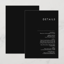 Tarjeta De Recepción Boda Negra Tradicional Minimalista Moderna