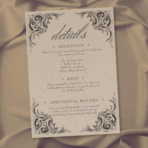 Tarjeta De Recepción Boda Negra y Marrón Victoriana Hasta la Muerte