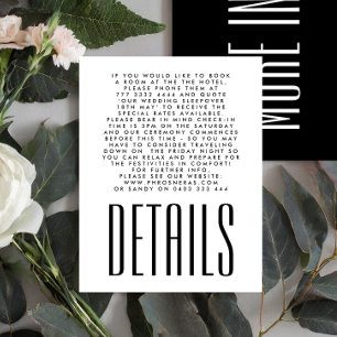 Tarjeta De Recepción Boda negro blanco Minimalista ultraconservador