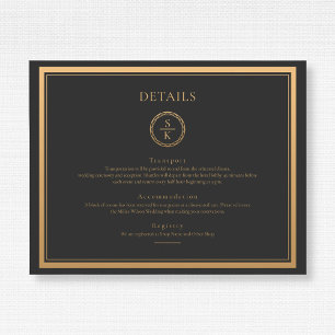 Tarjeta De Recepción Boda negro clásico de elegancia simple oro