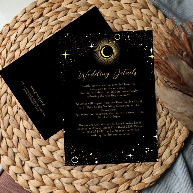 Tarjeta De Recepción Boda negro elegante celestial (Subido por el creador)