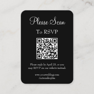 Tarjeta De Recepción Boda negro moderno simple escanear código QR