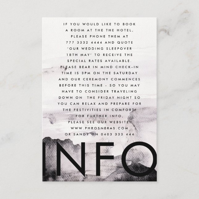 Tarjeta De Recepción Boda Neutral de Género Ultra Moderno (Anverso)