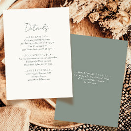 Tarjeta De Recepción Boda Neutral Sage Green Sage Simple