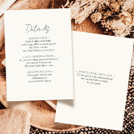 Tarjeta De Recepción Boda Neutral Sencillo Elegante De Marfil Blanco