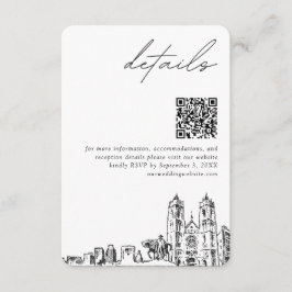 Tarjeta De Recepción Boda Newark Detalles modernos Código QR